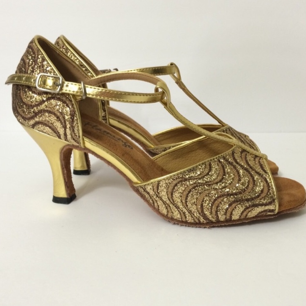 Brown & Gold Latin Flamingo Heels